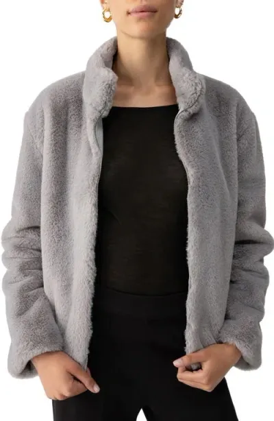 Sanctuary Lux Faux Fur Jacket In Silver Fox