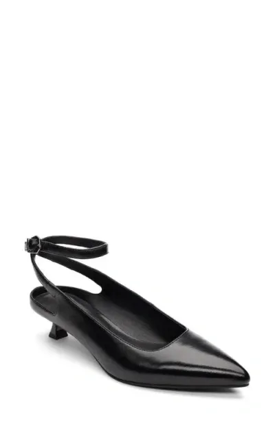 Sanctuary Magic Ankle Strap Pointed Toe Kitten Heel Pump In Black