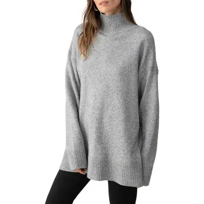 Sanctuary Perfect Turtleneck Tunic Sweater In Heather Asphalt