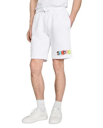 Sandro Arty Logo Print Shorts In White