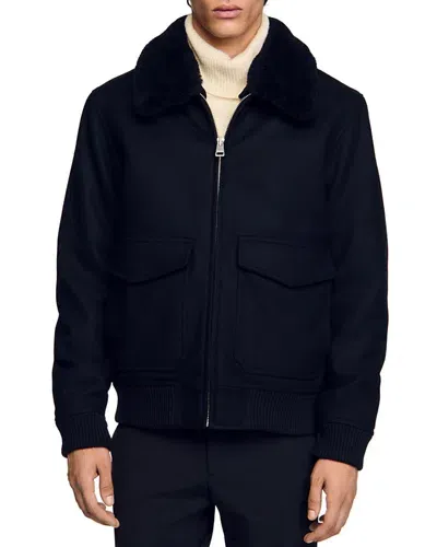 Sandro Aviator Jacket In Black