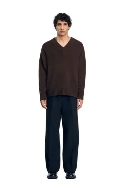 Sandro Chunky Knit Sweater In Brown