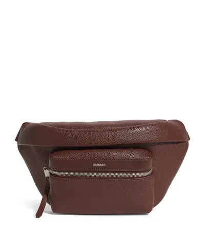 Sandro Coated Belt Bag In Brown