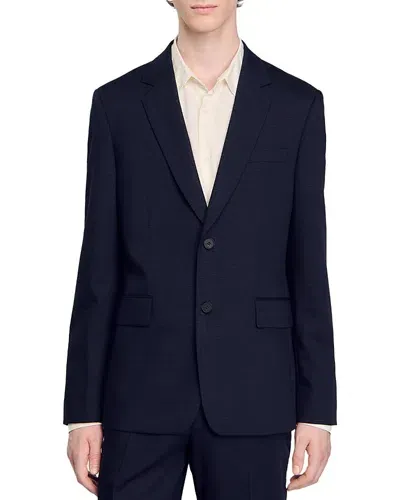 Sandro Formal Suit Jacket In Navy Blue