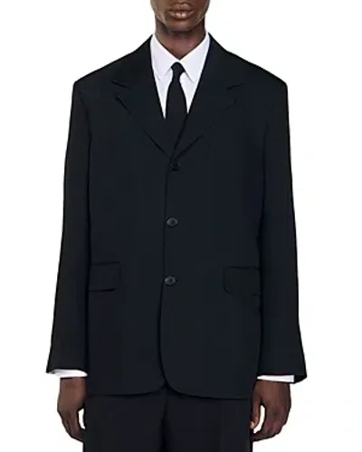 Sandro Woven Blazer In Black