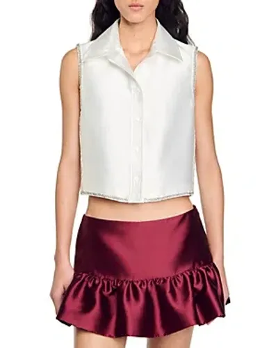 Sandro Gleam Top In White