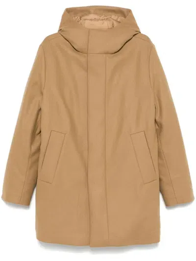 Sandro Hooded Coat In Brown