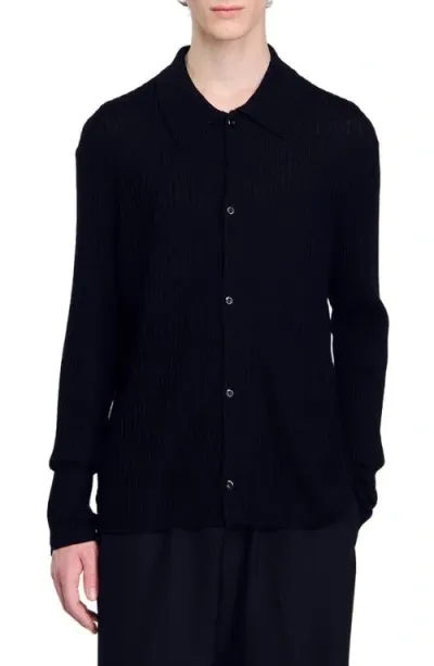 Sandro Knit Shirt In Black