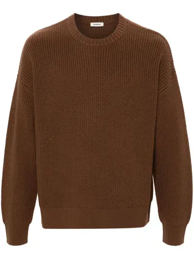 Sandro Knitted Sweater In Caramel