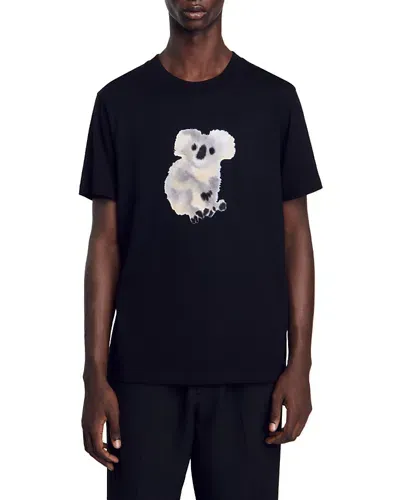 Sandro Koala Graphic Tee In Black