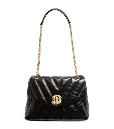 Sandro Leather Quilted Shoulder Bag In Black