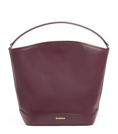 Sandro Leather Tangoso Bucket Bag In Red