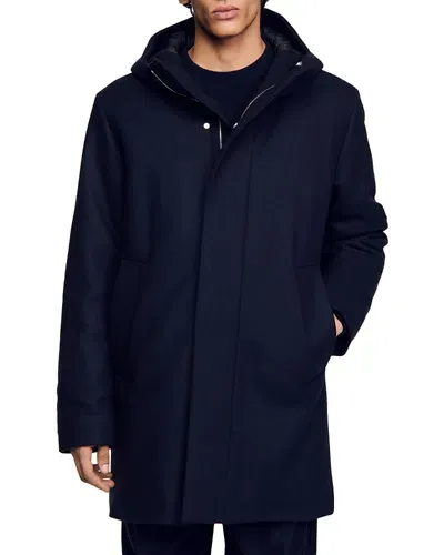 Sandro Padded Parka In Navy Blue