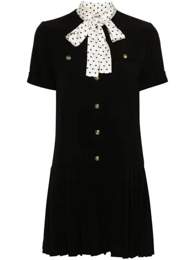 Sandro Pussy-bow Collar Minidress In Black