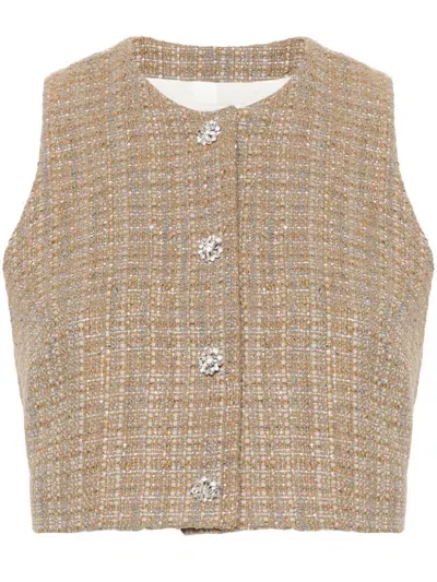 Sandro Sequin-embellished Vest In Naturels