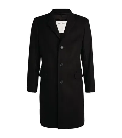 Sandro Single-breasted Coat In Black