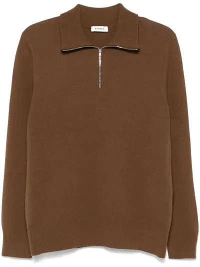 Sandro Spread-collar Sweater In Brown