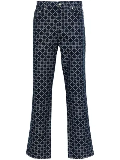 Sandro Square Cross Pattern Jeans In Blue