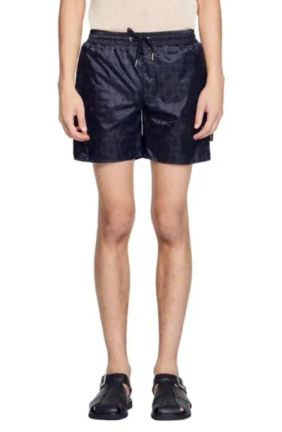 Sandro Square Cross Swim Trunks In Black