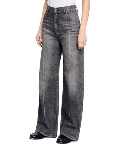 Sandro High-rise Wide-leg Jeans In Grey