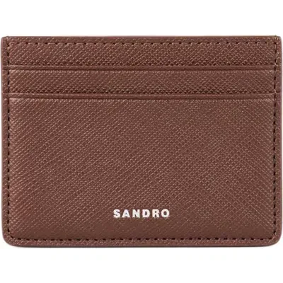 Sandro Synthetic Leather Cardholder In Black Brown