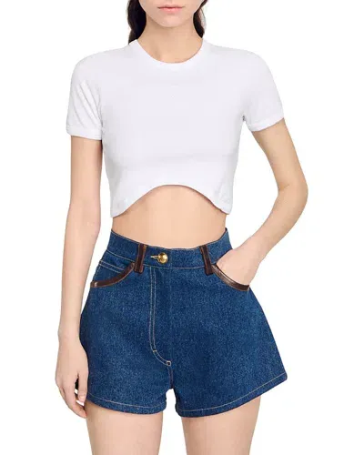 Sandro Timeless Cropped Tee In White