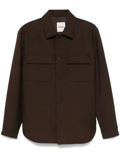 Sandro Virgin-wool Shirt Jacket In Multi