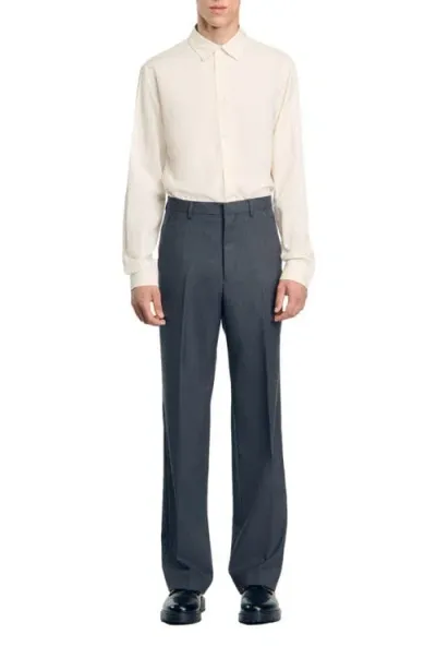 Sandro Wide-leg Suit Trousers In Grey