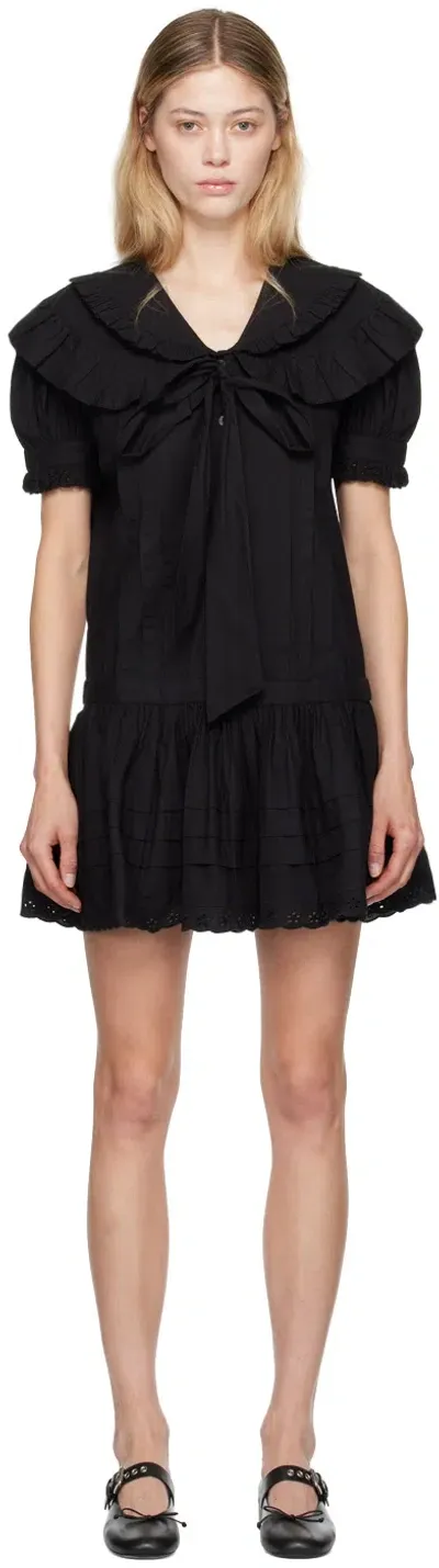 Sandy Liang Black Toki Minidress In 001 Black