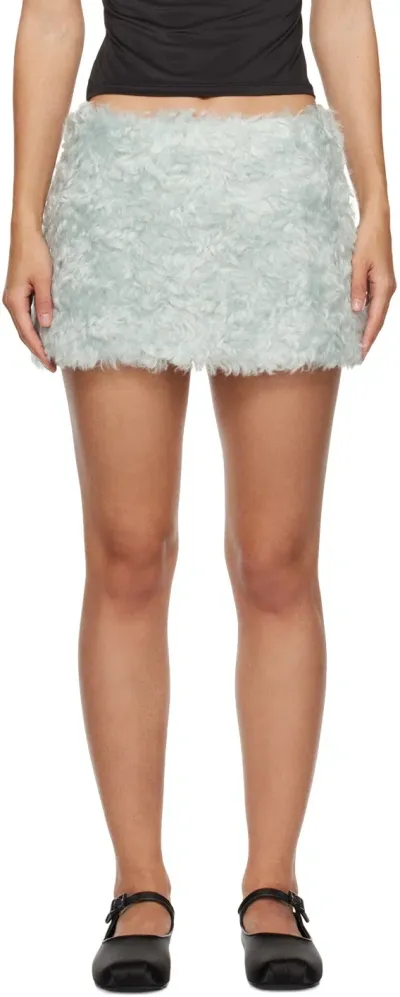 Sandy Liang Blue Juice Faux-fur Miniskirt In 491 Ice Blue