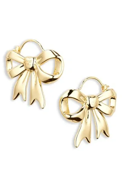 Sandy Liang Monyo Bow Hoop Earrings In Gold