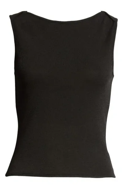 Sandy Liang Peeky Boatneck Tank In Black