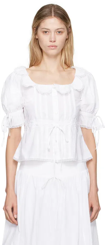 Sandy Liang White Melon Blouse In 100 White