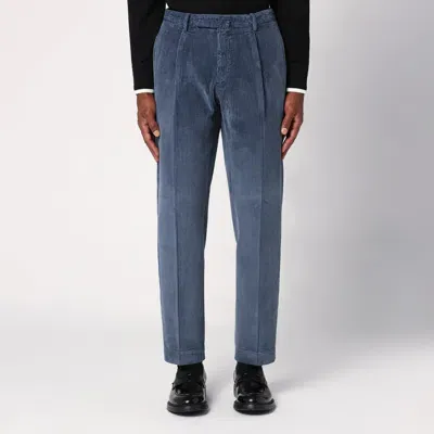 Santaniello Sugar-coloured Corduroy Trousers In Blue