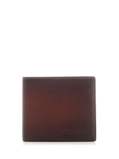 Santoni Brown Leather Wallet