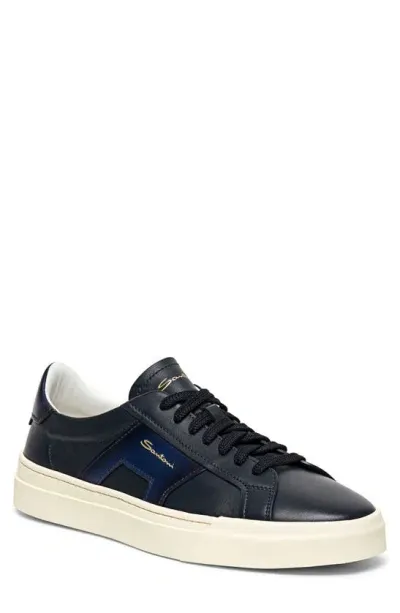 Santoni Burnished Colorblock Sneaker In Blue