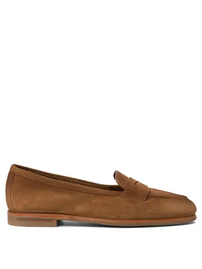 Santoni Elegant Suede Carla Loafers For Women In Brown