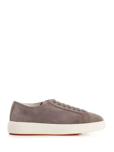 Santoni Microsuede Low-top Sneakers In Grey