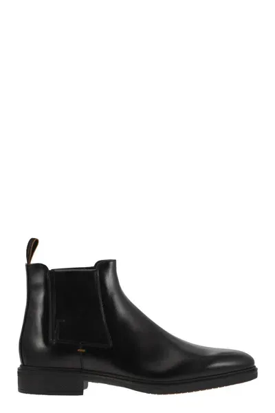 Santoni Easy Leather Boot In Black