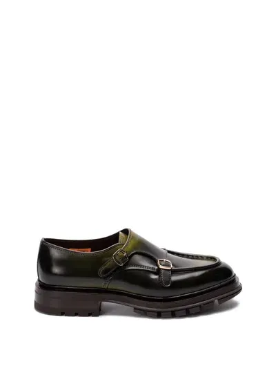 Santoni `emric` Buckled Loafers In Green