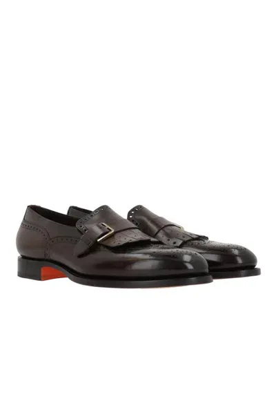 Santoni Flat Shoes In Brown