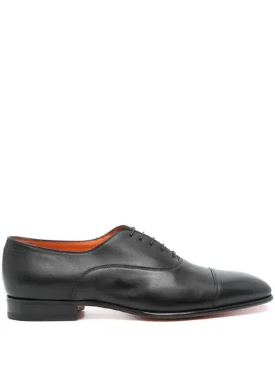 Santoni Leather Oxford Shoes In Black