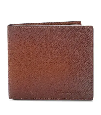 Santoni Leather Wallet In Burgundy