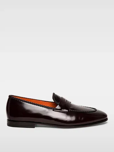 Santoni Loafers  Men Color Burgundy In 酒红