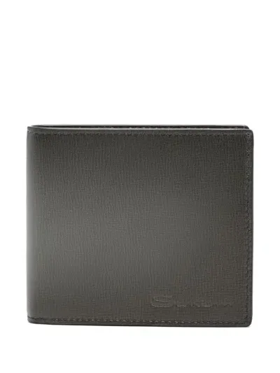 Santoni Logo-debossed Wallet In Grey