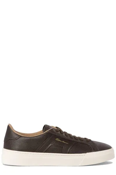 Santoni Logo Printed Low In Brown