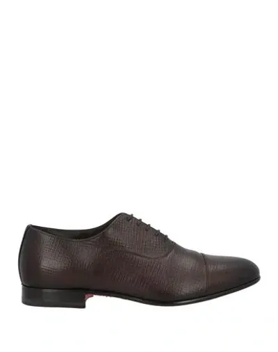 Santoni Grained-leather Oxford Shoes In Brown