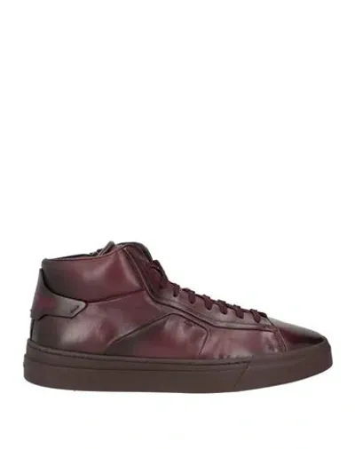 Santoni Gilby Leather Sneakers In Red