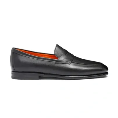 Santoni Men's Black Leather Carlo Loafer