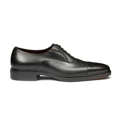 Santoni Men's Black Leather Easy Lace-up In 黑色